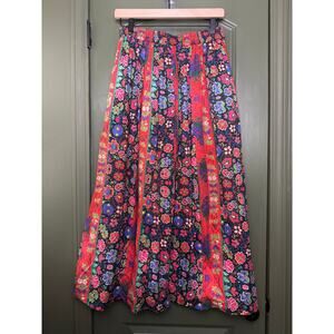NWT Ro's Garden Jimena Midi Boho Floral Colorful Artsy Gypsy Skirt Yeshi Red XS